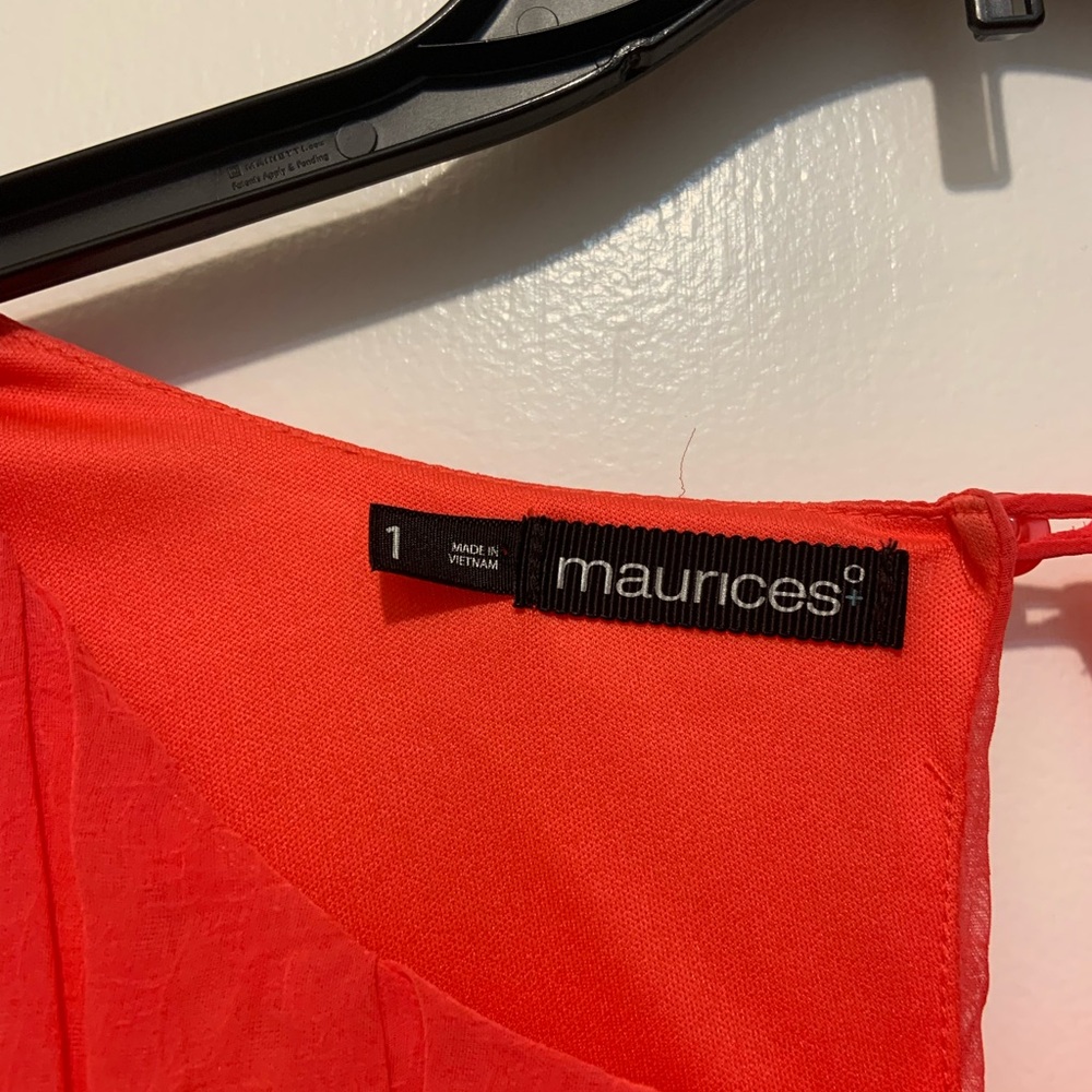 Maurices Vibrant Coral Midi Dress Plus 1X (Size 16) - Picture 3 of 6